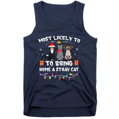 Most Likely To Bring Home A Stray Cat Matching Christmas Tank Top