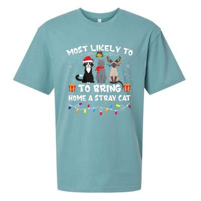 Most Likely To Bring Home A Stray Cat Matching Christmas Sueded Cloud Jersey T-Shirt