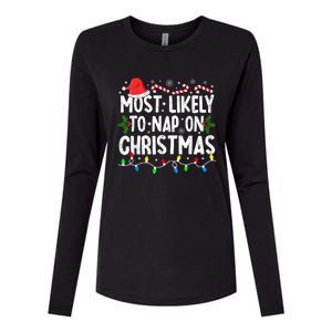 Most Likely To Nap On Christmas Womens Cotton Relaxed Long Sleeve T-Shirt