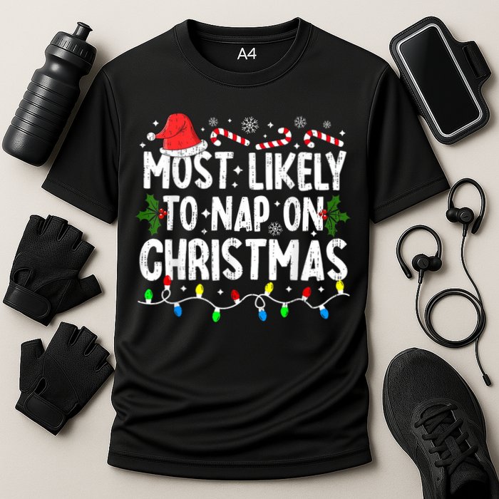 Most Likely To Nap On Christmas Performance Shirt