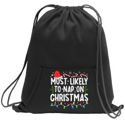 Most Likely To Nap On Christmas Sweatshirt Cinch Pack Bag