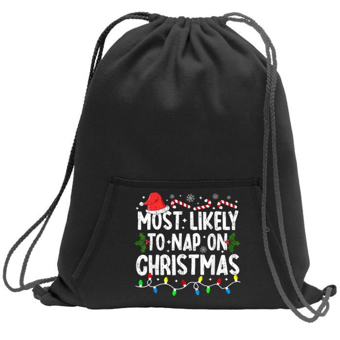 Most Likely To Nap On Christmas Sweatshirt Cinch Pack Bag