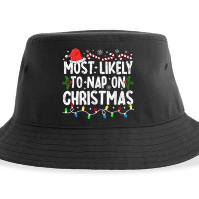 Most Likely To Nap On Christmas Sustainable Bucket Hat