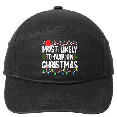 Most Likely To Nap On Christmas 7-Panel Snapback Hat