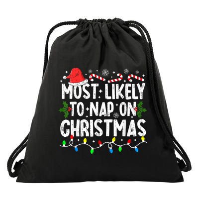 Most Likely To Nap On Christmas Drawstring Bag