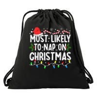 Most Likely To Nap On Christmas Drawstring Bag