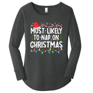 Most Likely To Nap On Christmas Women's Perfect Tri Tunic Long Sleeve Shirt