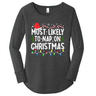 Most Likely To Nap On Christmas Women's Perfect Tri Tunic Long Sleeve Shirt