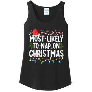 Most Likely To Nap On Christmas Ladies Essential Tank