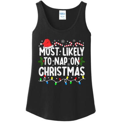 Most Likely To Nap On Christmas Ladies Essential Tank