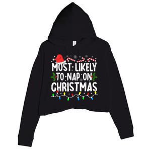 Most Likely To Nap On Christmas Crop Fleece Hoodie