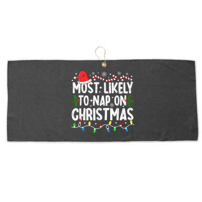 Most Likely To Nap On Christmas Large Microfiber Waffle Golf Towel