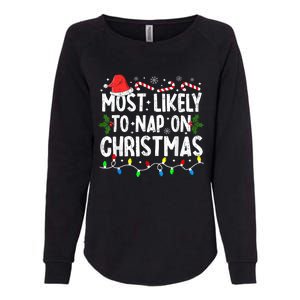 Most Likely To Nap On Christmas Womens California Wash Sweatshirt