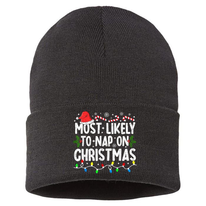 Most Likely To Nap On Christmas Sustainable Knit Beanie