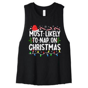 Most Likely To Nap On Christmas Women's Racerback Cropped Tank