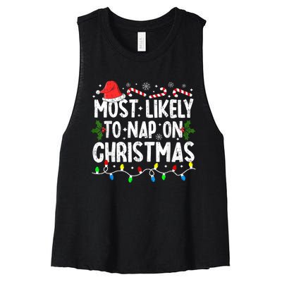 Most Likely To Nap On Christmas Women's Racerback Cropped Tank