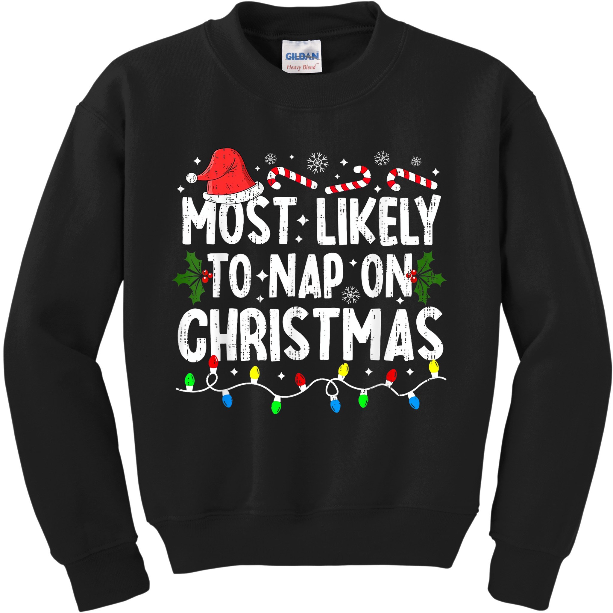 Most Likely To Nap On Christmas Kids Sweatshirt