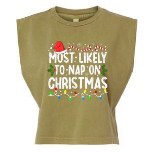 Most Likely To Nap On Christmas Garment-Dyed Women's Muscle Tee