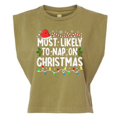 Most Likely To Nap On Christmas Garment-Dyed Women's Muscle Tee