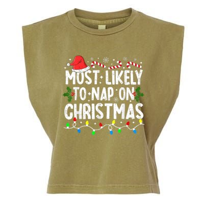 Most Likely To Nap On Christmas Garment-Dyed Women's Muscle Tee