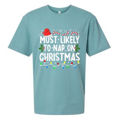 Most Likely To Nap On Christmas Sueded Cloud Jersey T-Shirt