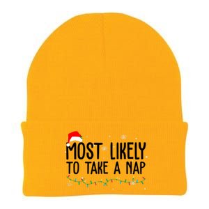 Most Likely To Take A Nap Funny Christmas Knit Cap Winter Beanie