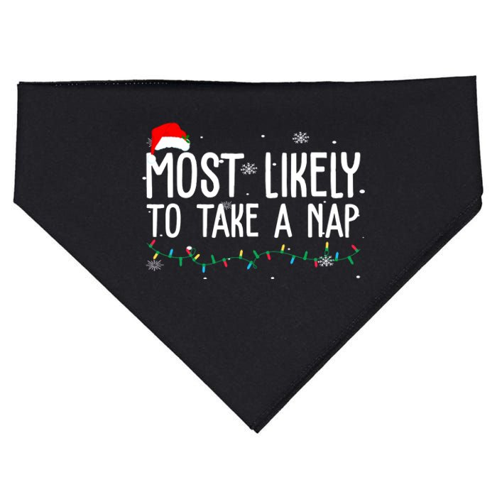 Most Likely To Take A Nap Funny Christmas USA-Made Doggie Bandana