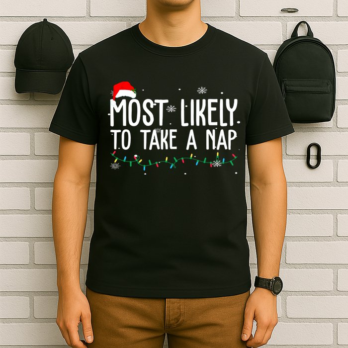 Most Likely To Take A Nap Funny Christmas T-Shirt