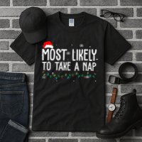 Most Likely To Take A Nap Funny Christmas Tall T-Shirt