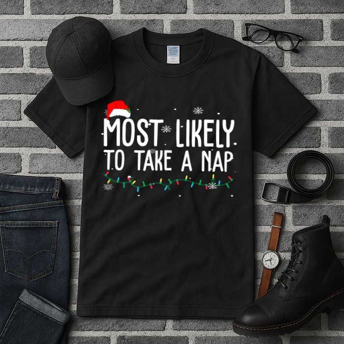 Most Likely To Take A Nap Funny Christmas Tall T-Shirt