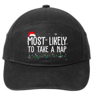 Most Likely To Take A Nap Funny Christmas 7-Panel Snapback Hat