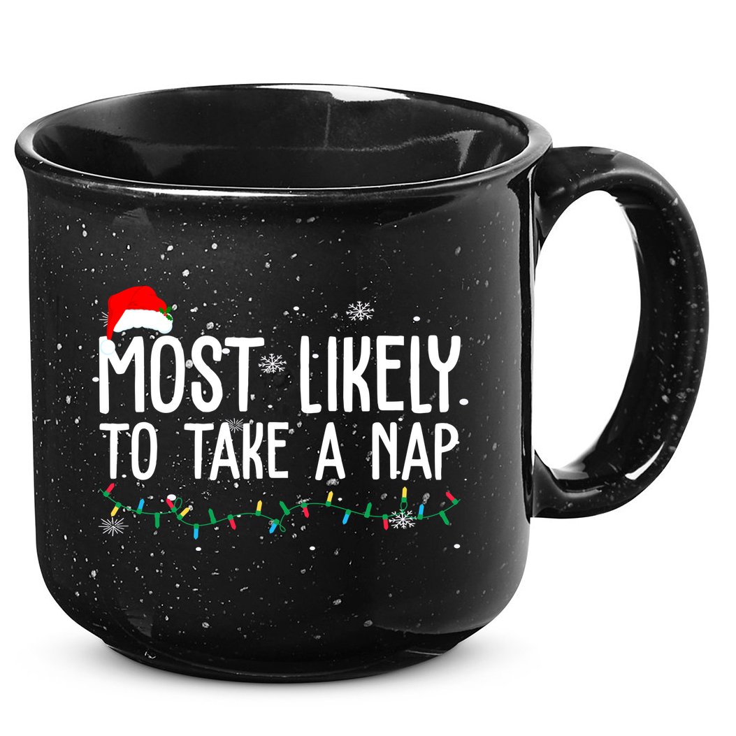 Most Likely To Take A Nap Funny Christmas 15oz Campfire Ceramic Mug