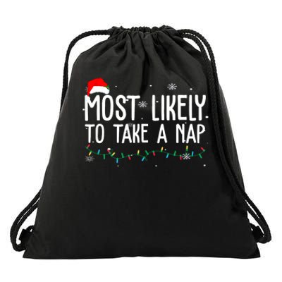 Most Likely To Take A Nap Funny Christmas Drawstring Bag