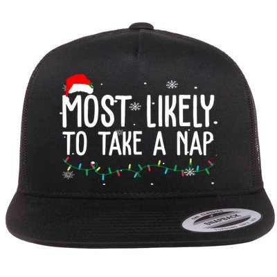 Most Likely To Take A Nap Funny Christmas Flatbill Hat