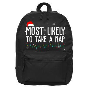 Most Likely To Take A Nap Funny Christmas 16 in Basic Backpack