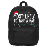 Most Likely To Take A Nap Funny Christmas 16 in Basic Backpack
