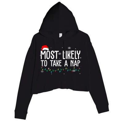 Most Likely To Take A Nap Funny Christmas Crop Fleece Hoodie