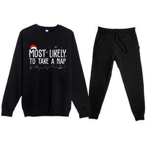 Most Likely To Take A Nap Funny Christmas Premium Crewneck Sweatsuit Set