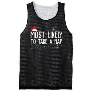 Most Likely To Take A Nap Funny Christmas Mesh Reversible Basketball Jersey Tank