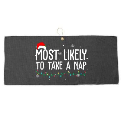 Most Likely To Take A Nap Funny Christmas Large Microfiber Waffle Golf Towel