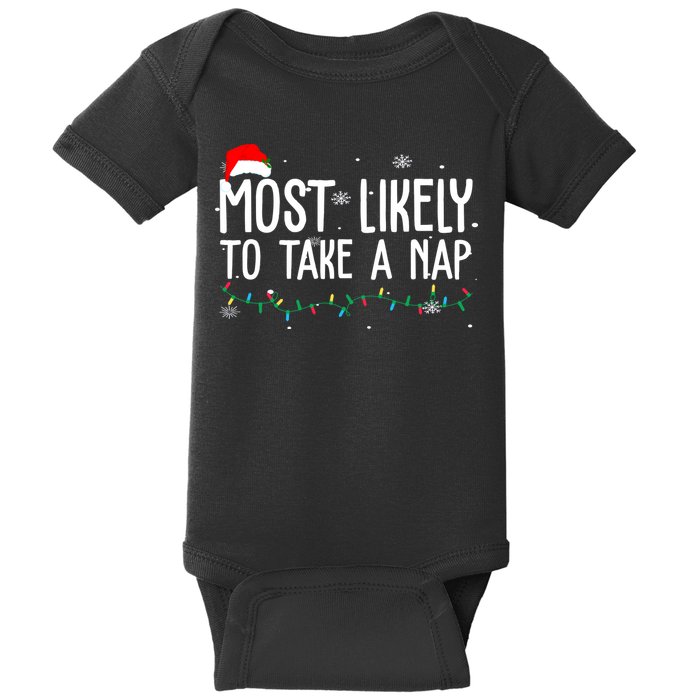 Most Likely To Take A Nap Funny Christmas Baby Bodysuit