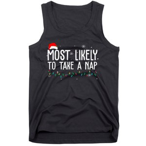 Most Likely To Take A Nap Funny Christmas Tank Top