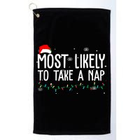 Most Likely To Take A Nap Funny Christmas Golf Towel