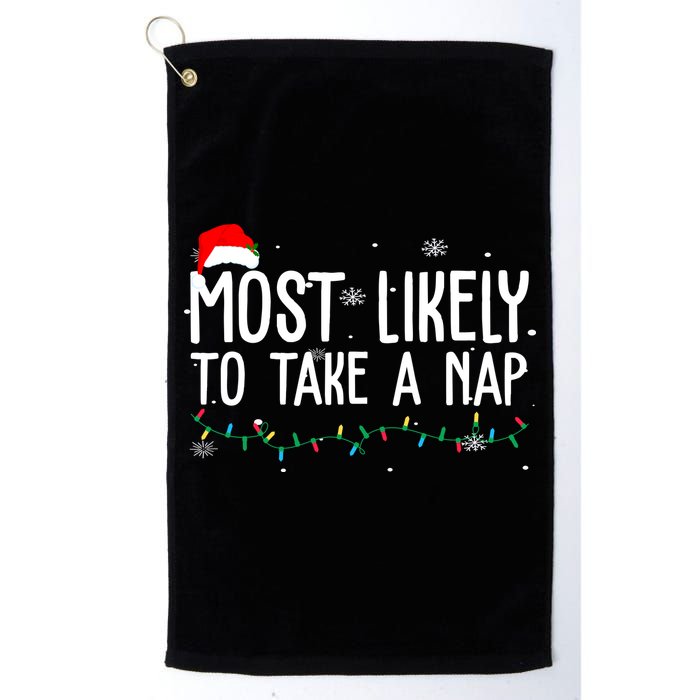Most Likely To Take A Nap Funny Christmas Golf Towel