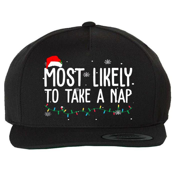 Most Likely To Take A Nap Funny Christmas Wool Snapback Cap
