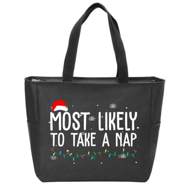 Most Likely To Take A Nap Funny Christmas Zip Tote Bag