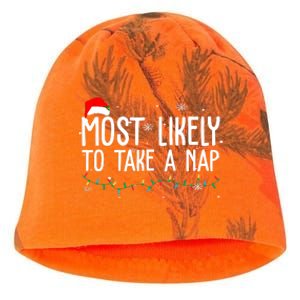 Most Likely To Take A Nap Funny Christmas Kati - Camo Knit Beanie