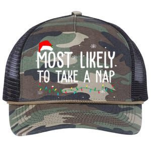 Most Likely To Take A Nap Funny Christmas Retro Rope Trucker Hat Cap