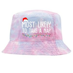 Most Likely To Take A Nap Funny Christmas Tie-Dyed Bucket Hat