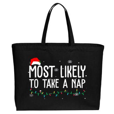 Most Likely To Take A Nap Funny Christmas Cotton Canvas Jumbo Tote